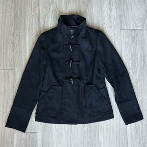Stradivarius Black Pea Coat with Toggle Closure